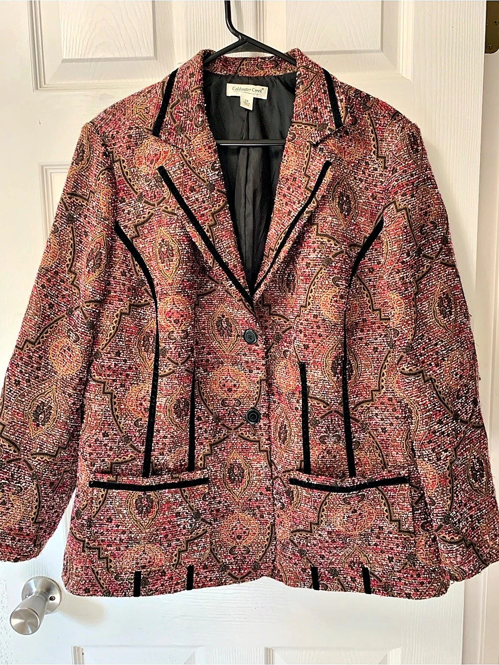 Coldwater Creek Paisley Blazer in Pink & Black Size 2X